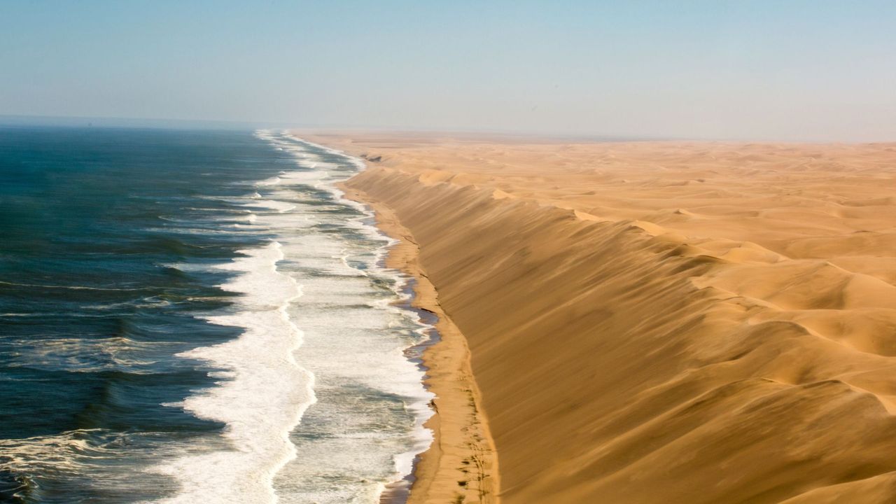 Beautiful scene of large space of dune sandy land, Sahara against