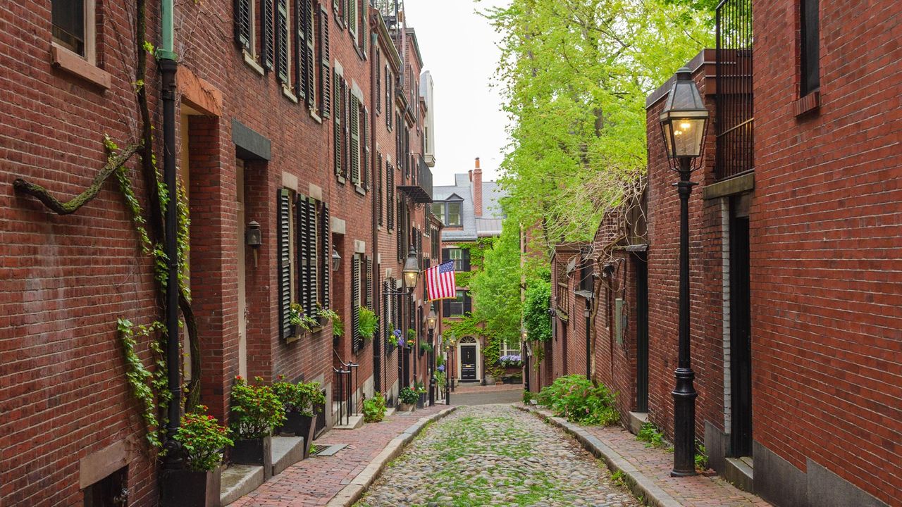 Beautiful houses in Beacon Hill, Boston, Massachusetts Stock Photo