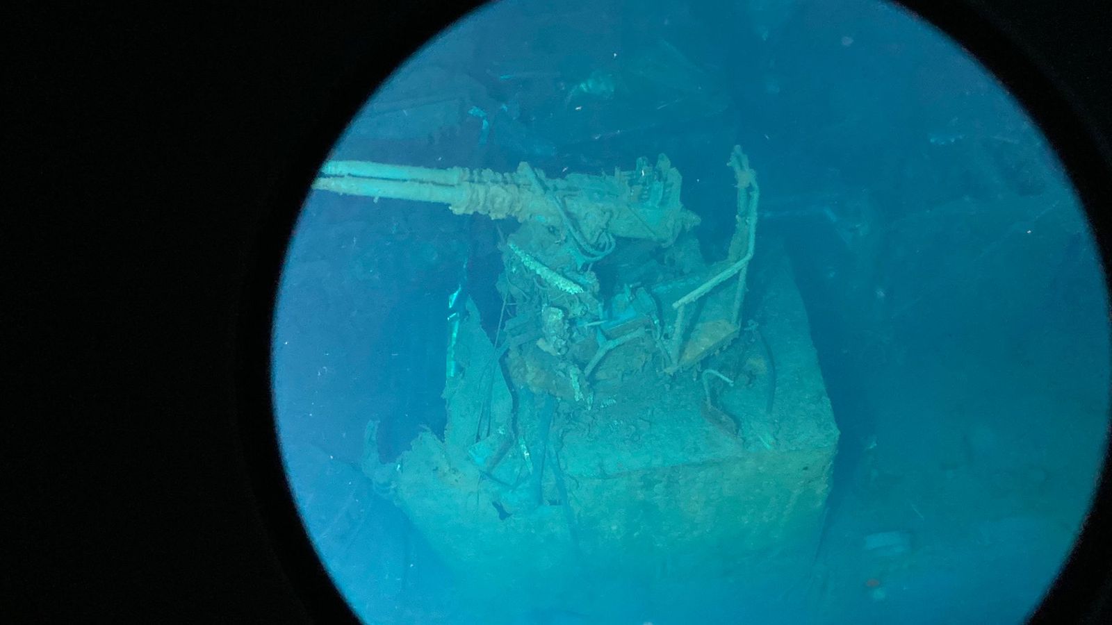 Despite the depth, many of the USS Johnston’s guns appeared to be relatively intact after 75 years in the deep (Credit: Caladan Oceanic)