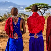 Maasai tribesmen with Mount Kilimanjaro on the background, Kenya thumbnail