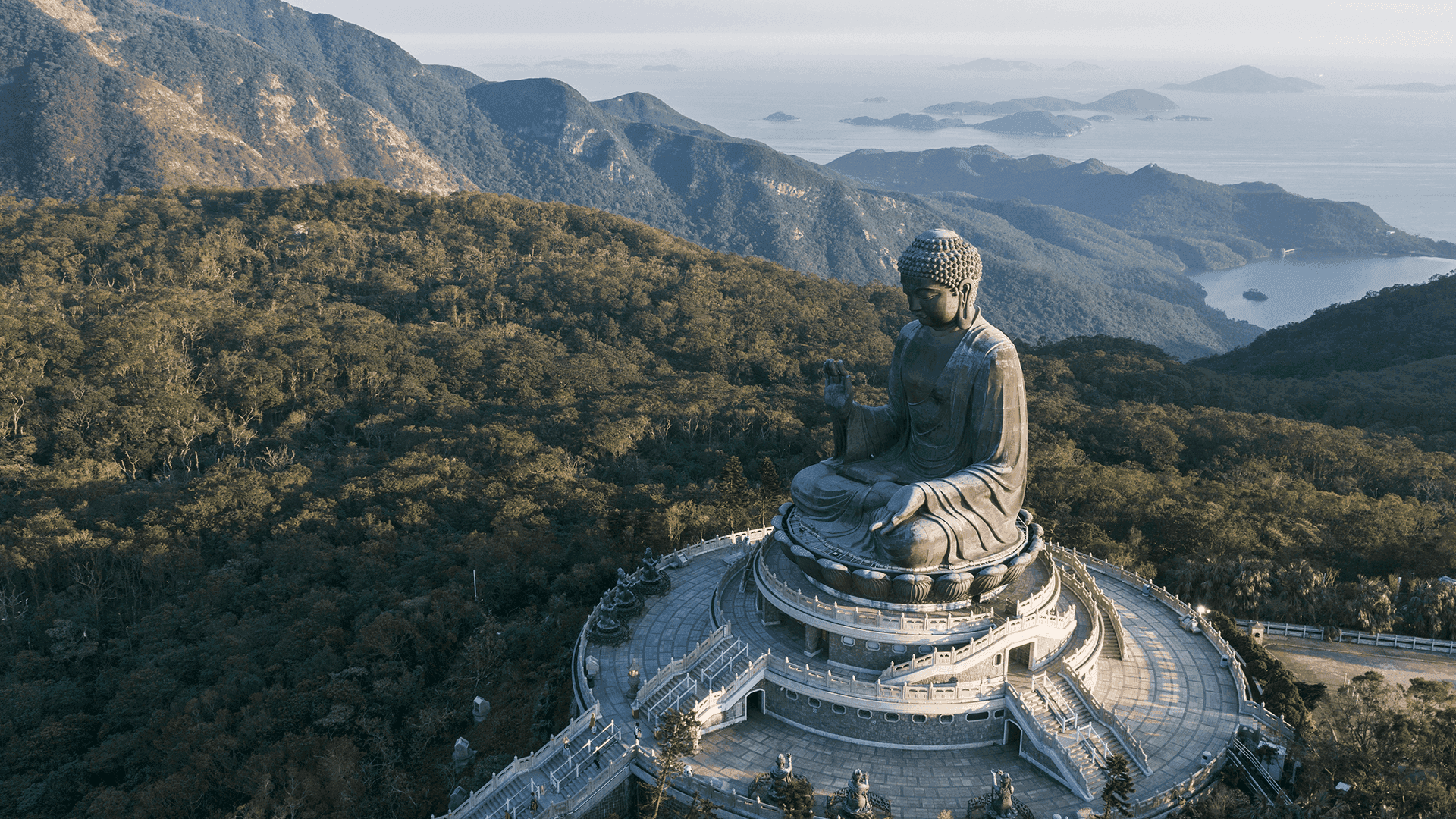 The Big Buddha towers atop Mount Muk Yue