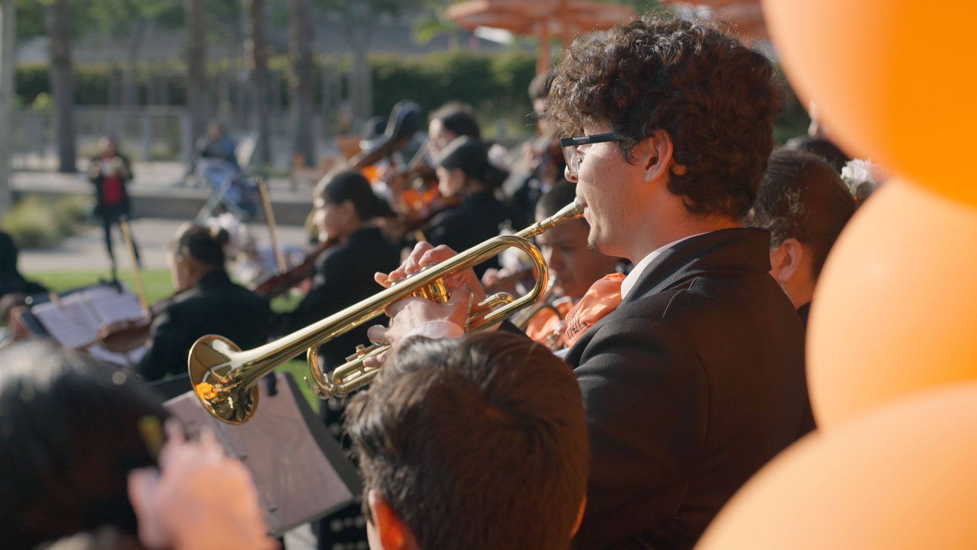 Boy playing trumpet