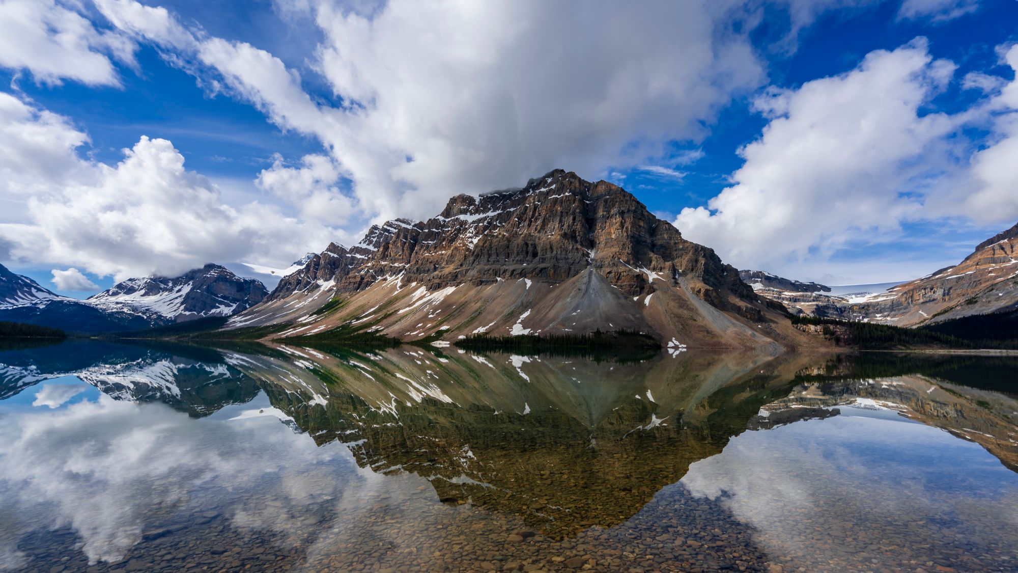 The still waters on Bow Lake.