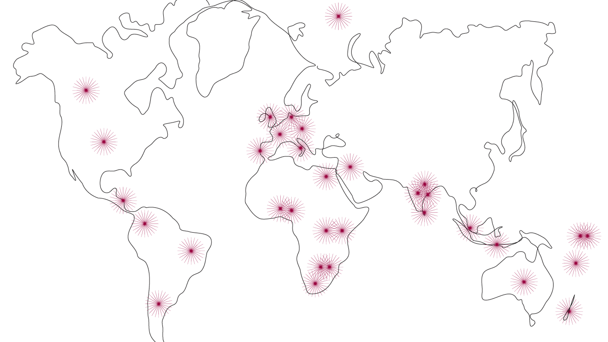A map showing the filming locations of the series