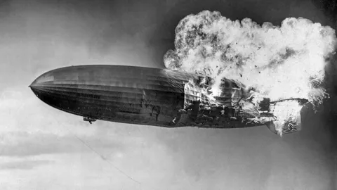 Rare footage of a Nazi airship crash