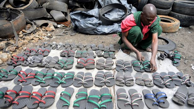 recycled tire flip flops