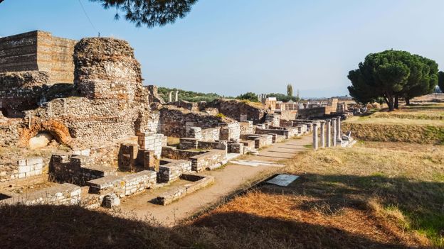 Messages were sent across the Persian Empire on the Royal Road, such as this section in Sardis, Turkey (Credit: Credit: Design Pics Inc/Alamy) Messages were sent across the Persian Empire on the Royal Road, such as this section in Sardis, Turkey (Credit: Credit: Design Pics Inc/Alamy)