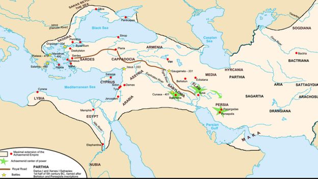 The Persian Royal Road built to facilitate communication throughout the Achaemenid Empire (Credit: Credit: CPA Media Pte Ltd/Alamy) The Persian Royal Road built to facilitate communication throughout the Achaemenid Empire (Credit: Credit: CPA Media Pte Ltd/Alamy)