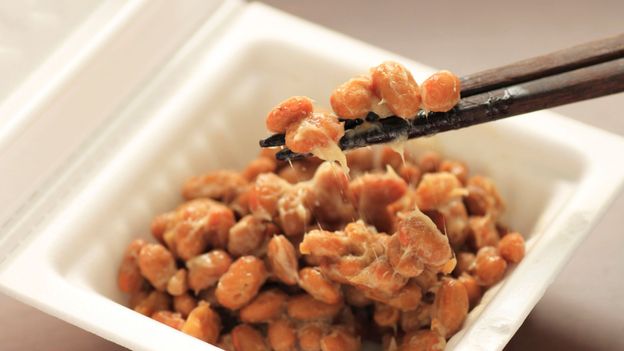 A set of nattō typically contains three small polystyrene foam containers, each with a single serve of the fermented soybeans (Credit: Credit: Yankane/Getty Images)