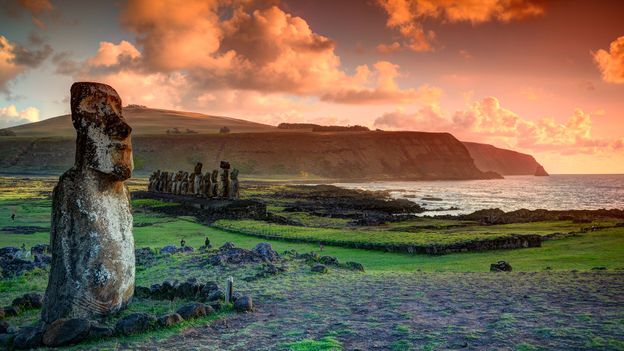 Easter Island is perhaps best known for its moai, monolithic human figures that were built by the Rapa Nui people (Credit: Credit: Marko Stavric Photography/Getty Images)