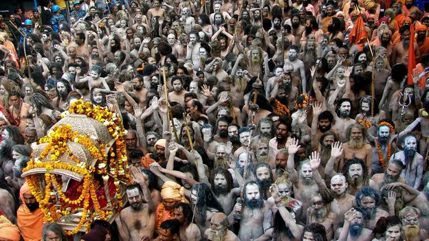 India's Kumbh Mela festival is billed as the world's largest gathering of people (Credit: Credit: Subir Basak/Getty Images)