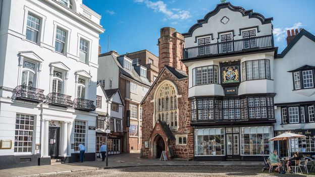Over time, many of England's early coffeehouses started catering to elite clientele, such as Mol's in Exeter (Credit: Credit: travelbild/Alamy)