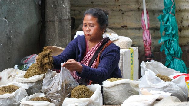 While men own most businesses across India, in the Shillong market and across Meghalaya, women run the show (Credit: Credit: Zinara Rathnayake) While men own most businesses across India, in the Shillong market and across Meghalaya, women run the show (Credit: Credit: Zinara Rathnayake)