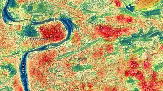 The maps revealing urban heat stress