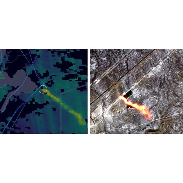 Satellites have detected methane leaks around the world, including gas pipelines in countries such as Kazakhstan (Credit: Copernicus/Kayrros)
