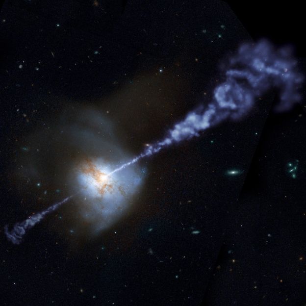 Despite their name, supermassive black holes actually shine exceptionally brightly at the heart of galaxies (Credit: Nasa/JPL-Caltech)