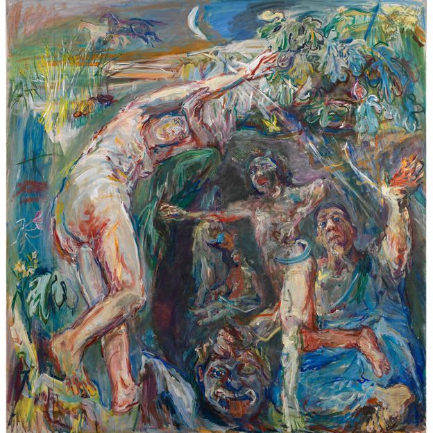 Mythical figures Hades and Persephone are depicted in the left-side canvas of Kokoscha's powerful 1950 triptych (Credit: Fondation Oskar Kokoschka DACS 2021/ The Courtauld)