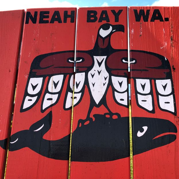 The Makah are represented by the motif of a thunderbird perched atop a whale (Credit: Brendan Sainsbury)