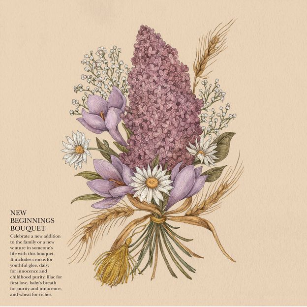 A bouquet symbolising new beginnings is featured in Jessica Roux's calendar, Floriography: Secret Meaning of Flowers (Credit: Andrew McMeel Publishing)