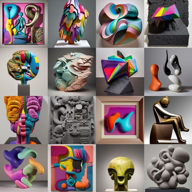 Sculpture prototypes made with Stable Diffusion (Credit: Alexander Reben)