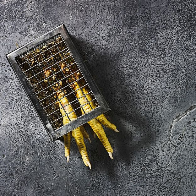 "Burnout Chicken"a chicken foot presented in a cage (Credit: Søren Gammelmark)