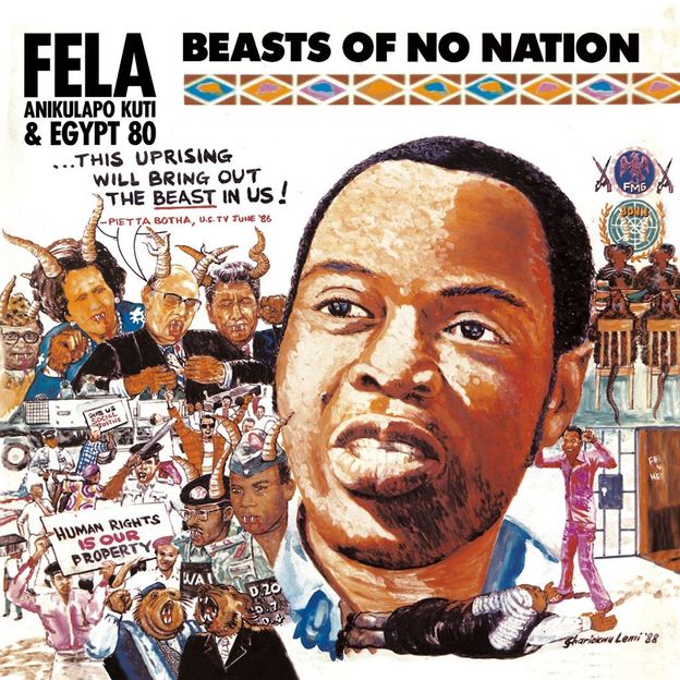 Beasts of No Nation was released in 1989 with two tracks, the title track as well as one called Just Like That (Credit: Shanachie Records /cover design: Lemi Ghariokwu)