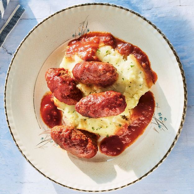 Caroline Doriti's soutzoukakia are laced with hints of red wine, cumin and garlic and swathed in a hearty tomato sauce (Credit: Manos Chatzikonstantis)