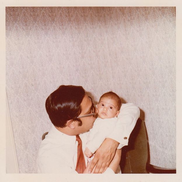 Mithu Sanyal as a baby, with her father (Credit: Mithu Sanyal)