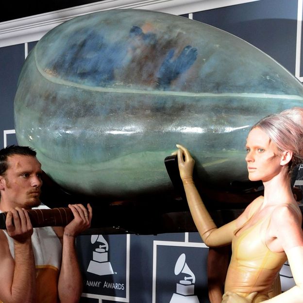 Lady Gaga said that she'd spent three days inside the egg-shaped 'vessel' designed by Hussein Chalayan before climbing out of it (Credit: Alamy)