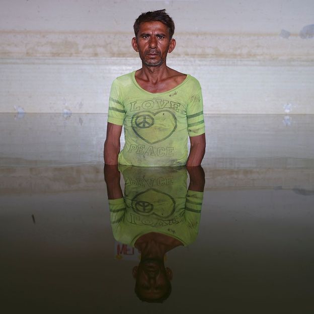 Abdul Ghafoor, Mohd Yousof Naich School, Sindh Province, Pakistan, October 2022, from the series Drowning World (Credit: Gideon Mendel)