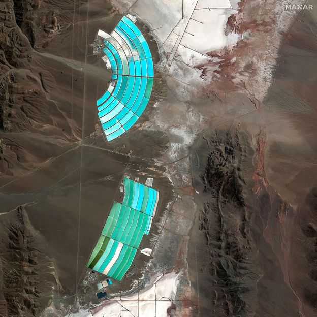 The Cauchari-Olaroz lithium mine in Argentina's Jujuy Province was one of a number of new operations to open in 2023 amid growing demand for the metal (Credit: Maxar Technologies)