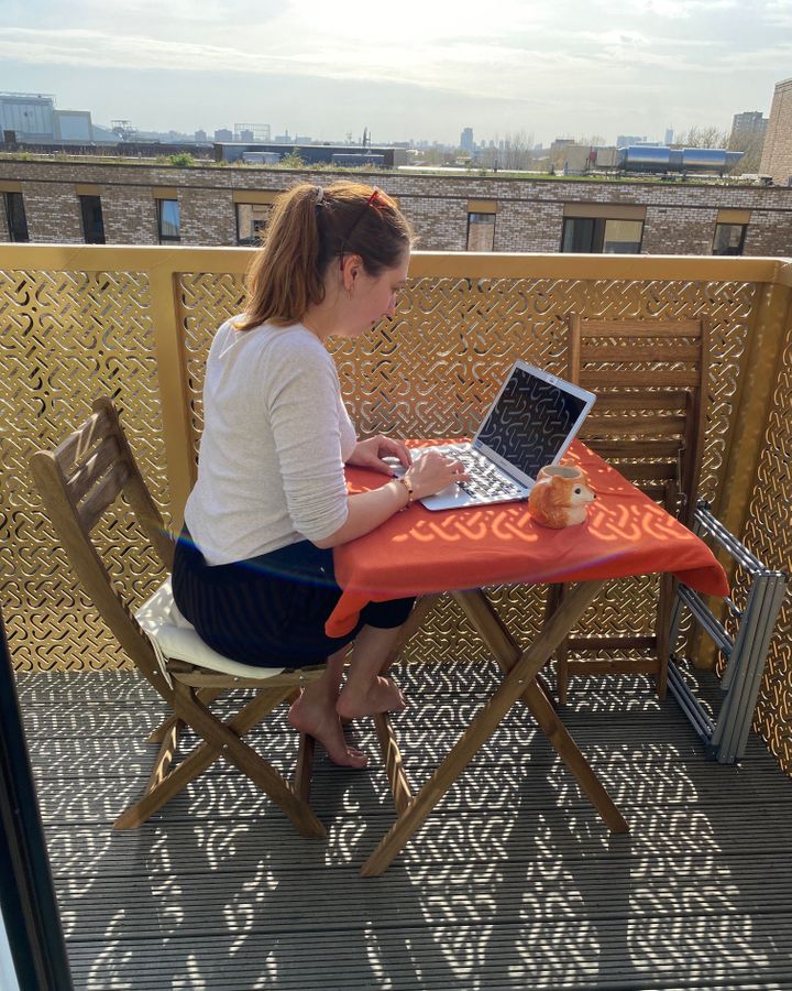 Anastasia Balandina works from her balcony when the weather is nice (Credit: Anastasia Balandina) Anastasia Balandina works from her balcony when the weather is nice (Credit: Anastasia Balandina)