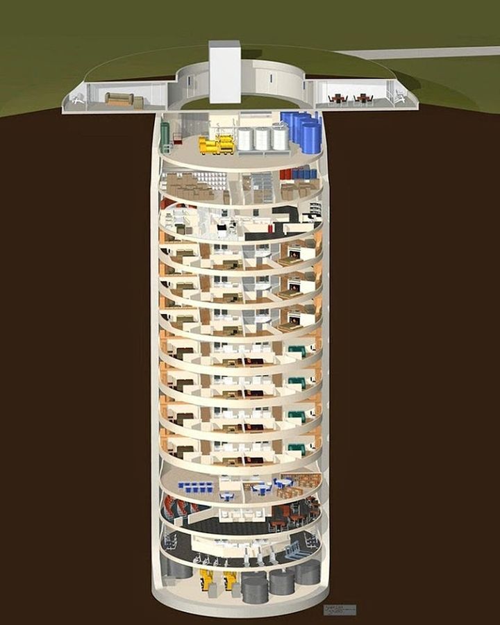 This cross section shows the full scale of the bunker, built in an old missile silo (Credit: SurvivalCondo.com)