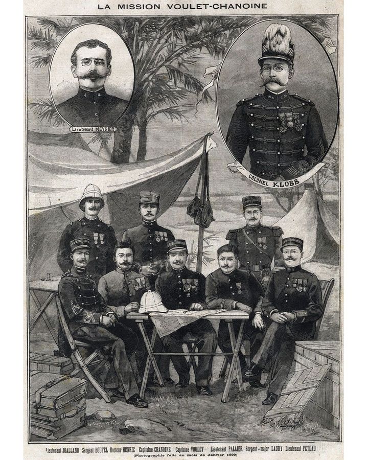 Captain Voulet (bottom right) was sent to conquer the Chad basin and unify all French territories in West Africa; his brutal actions were echoed by those of Kurtz