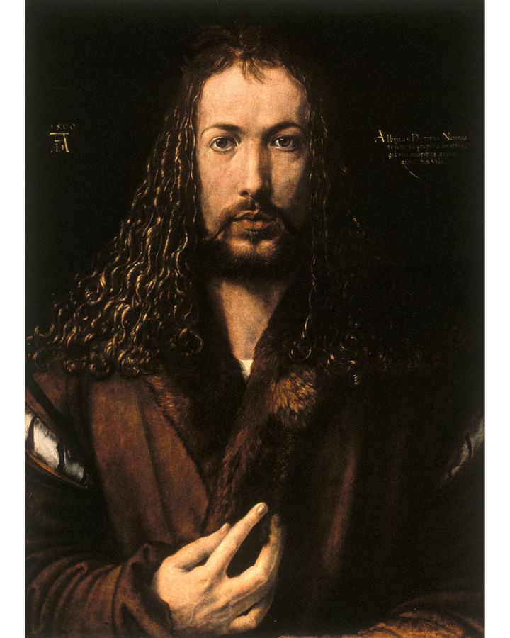 Albrecht Dürer's Self-Portrait at Twenty-Eight (1500) also features an inscription (Credit: Getty Images)