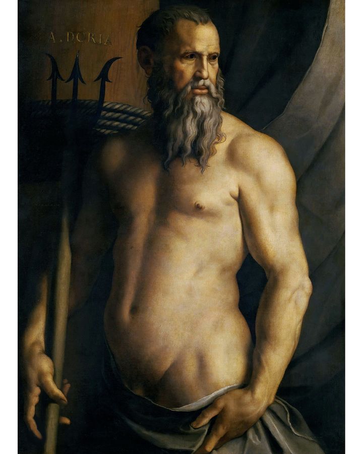 In Bronzino's 1530 portrait of the admiral Andrea Doria, his subject chose to be depicted in the mostly-naked, muscular form of the sea god Neptune (Credit: Alamy)
