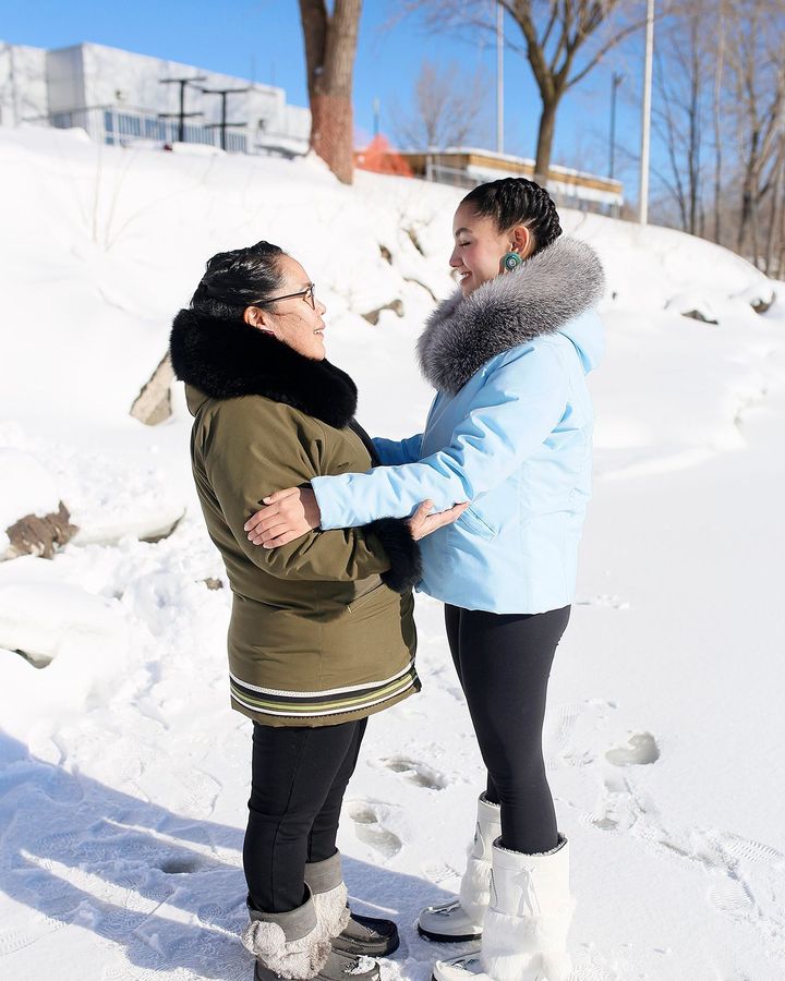 Inuit throat singing involves two people facing each other using their throat, belly and diaphragm to expel sounds (Credit: Stephanie Foden) Inuit throat singing involves two people facing each other using their throat, belly and diaphragm to expel sounds (Credit: Stephanie Foden)