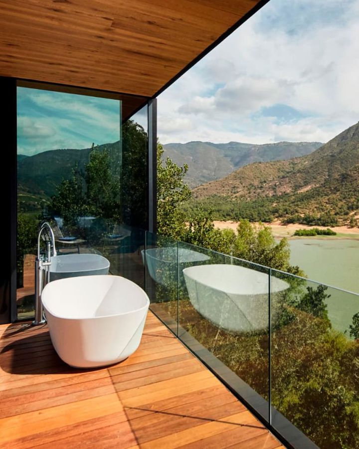Outdoor bathing in a beautiful setting – shown here at the Puro Vik hotel, Chile – can be therapeutic (Credit: Puro Vik)