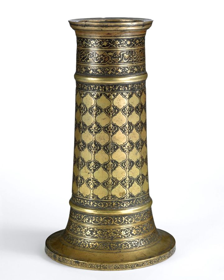 This torch stand (c 1600) is engraved with poetry by Sa'di, elevating it from a domestic object (Credit: Victoria and Albert Museum, London)