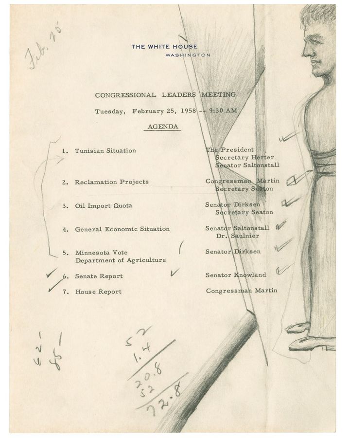 US president Dwight Eisenhower doodled on meeting notes from 1958 (Credit: Rizzoli)