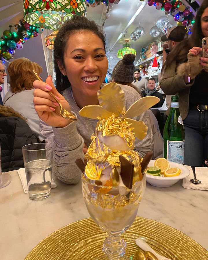 Chantha Thach had Serendipity3's Golden Opulence Sundae when her aunt surprised her in December 2019 (Credit: Chantha Thach) Chantha Thach had Serendipity3's Golden Opulence Sundae when her aunt surprised her in December 2019 (Credit: Chantha Thach)