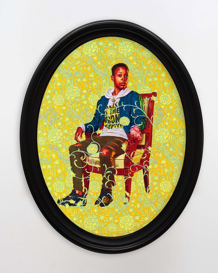 US artist Kehinde Wiley's portrait of Melissa Thompson (2020) interprets a Morris design (Credit: Courtesy the artist and Stephen Friedman Gallery/ Todd-White Art Photography)