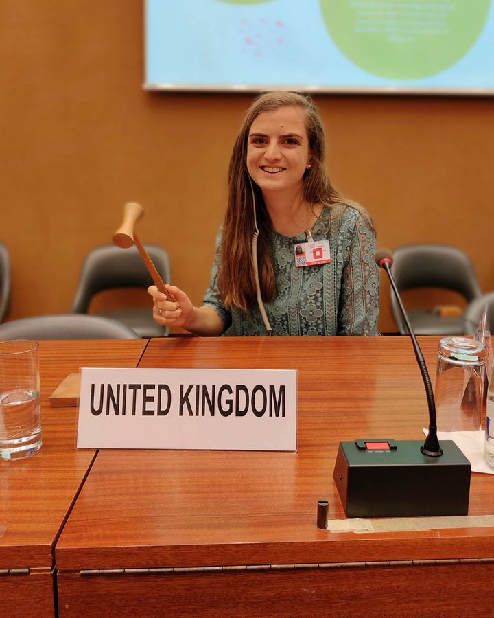 Gee Roberts, who was born via surrogacy, gave a speech about her positive experience at the United Nations in Geneva in 2019 (Credit: Gee Roberts)