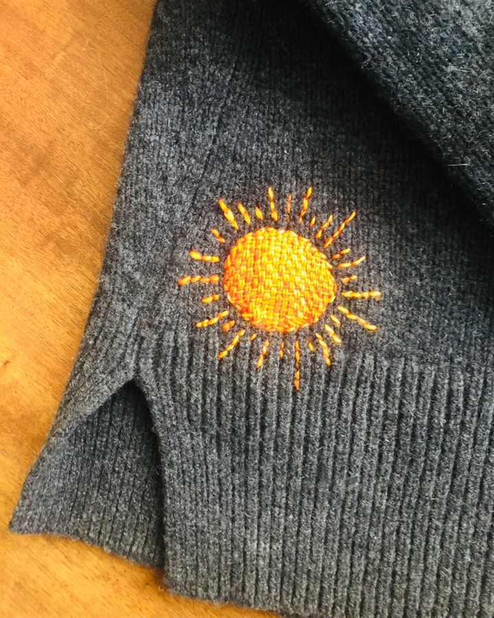 Visible mending, such as this stitching by Tessa Solomons, is an increasingly popular way to repair much-loved garments (Credit: Tessa the Dresser)
