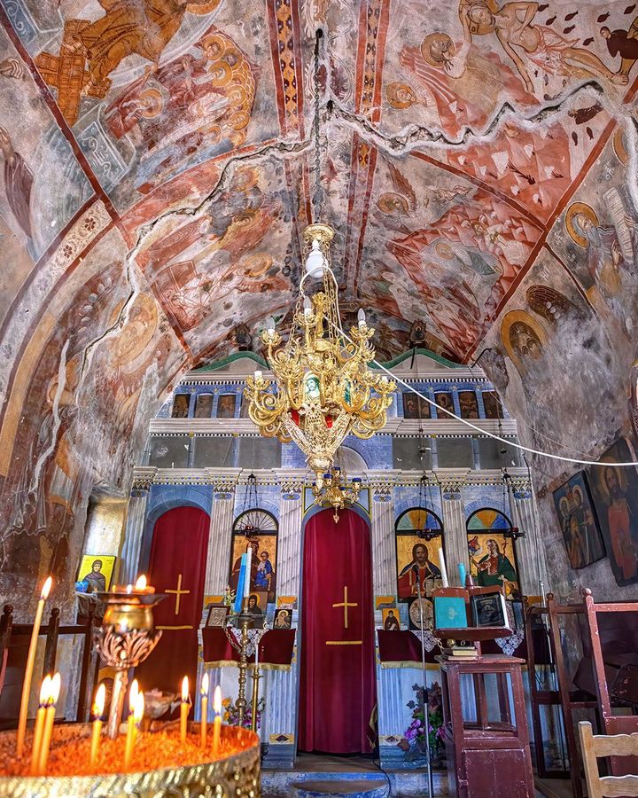 Despite being inside a rock, the interior of the Theoskepasti Chapel is quite ornate (Credit: Leoman/Getty Images)