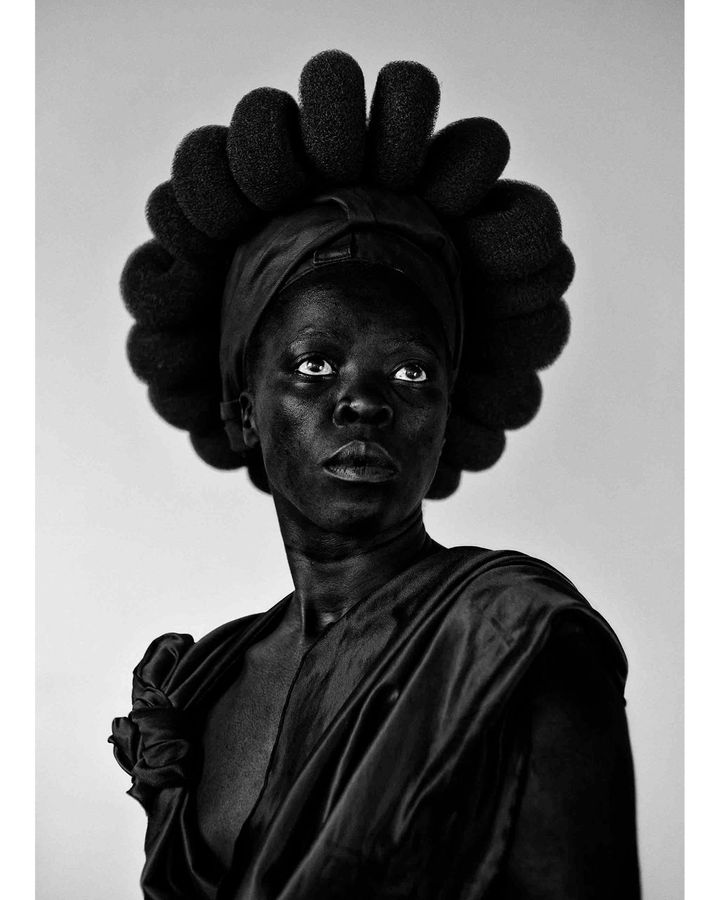Ntozakhe ll, Parktown (2016) from the series Somnyama Ngonyama, in which Muholi depicts themself in various different guises (Credit: Zanele Muholi)