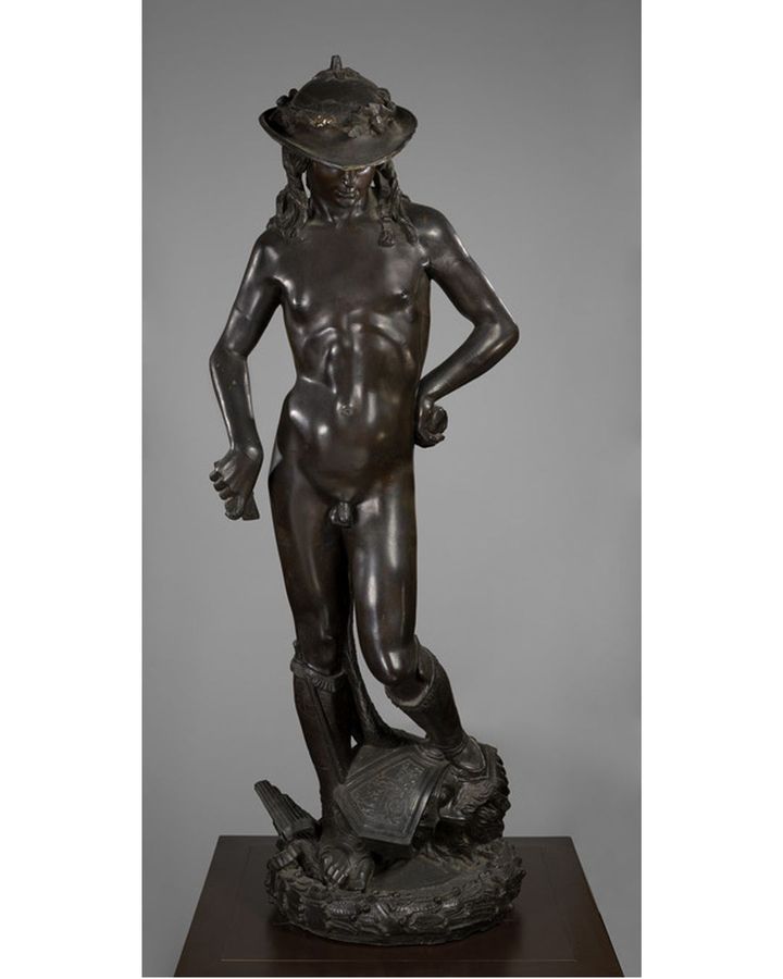 Donatello's bronze statue (1440s) of the young hero David, with the head of the slain Goliath at his feet (Credit: Victoria and Albert Museum, London)