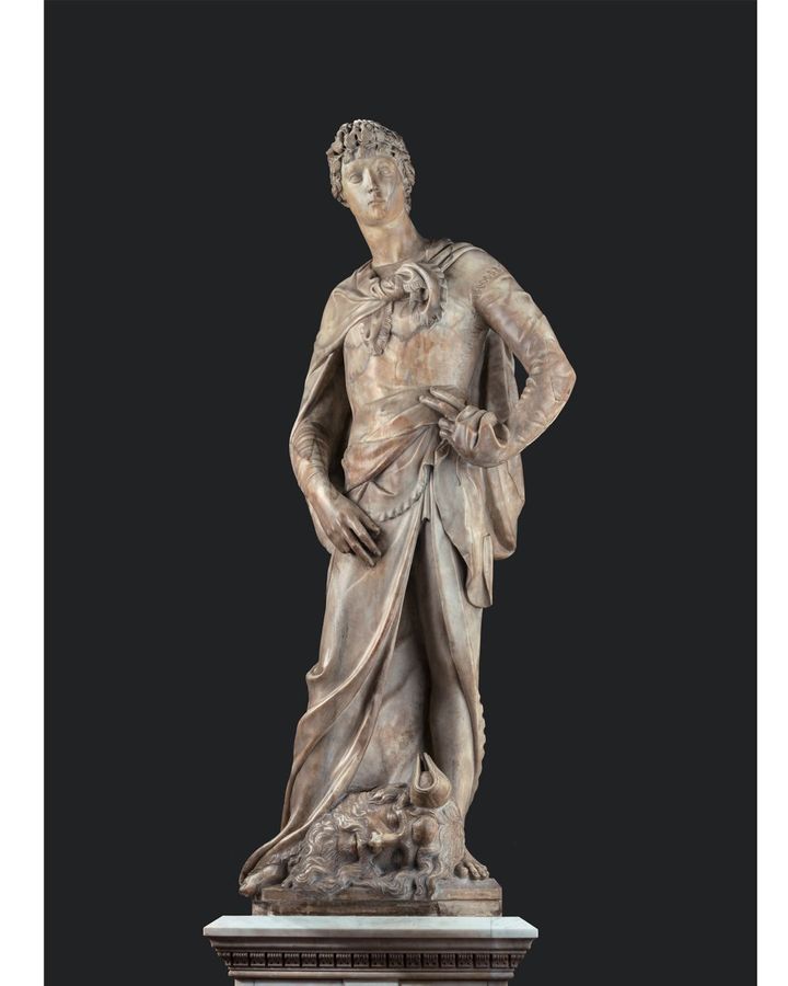 Donatello's early marble David sculpture, 1408, is featured in the V&A's exhibition, Donatello: Scultping the Renaissance (Credit: V&A Museum, London)