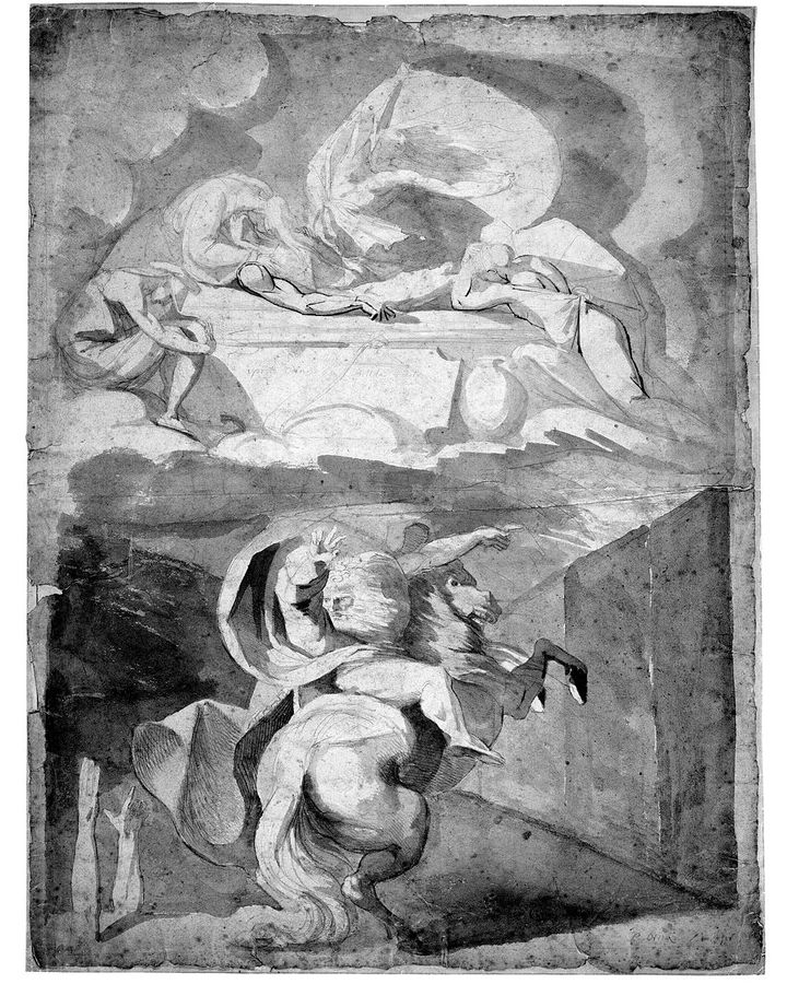 Henry Fuseli's 18th-Century etching depicts the Norse god Odin in the underworld (Credit: Art Institute of Chicago)