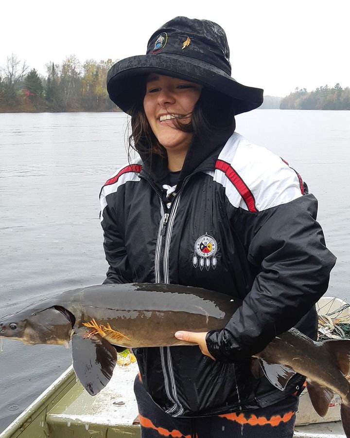 Dolcy Meness fishing in her nation’s traditional territory, Kitigan-Zibi-Anishinabeg (Credit: Dolcy Meness)